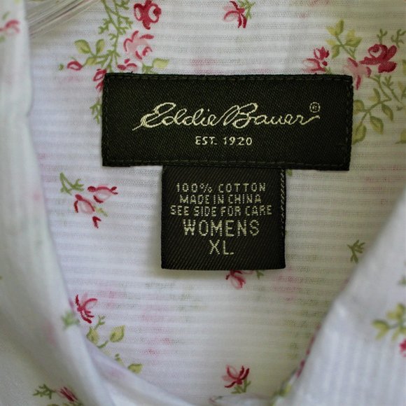 Eddie Bauer white floral button-up blouse - Picture 2 of 6